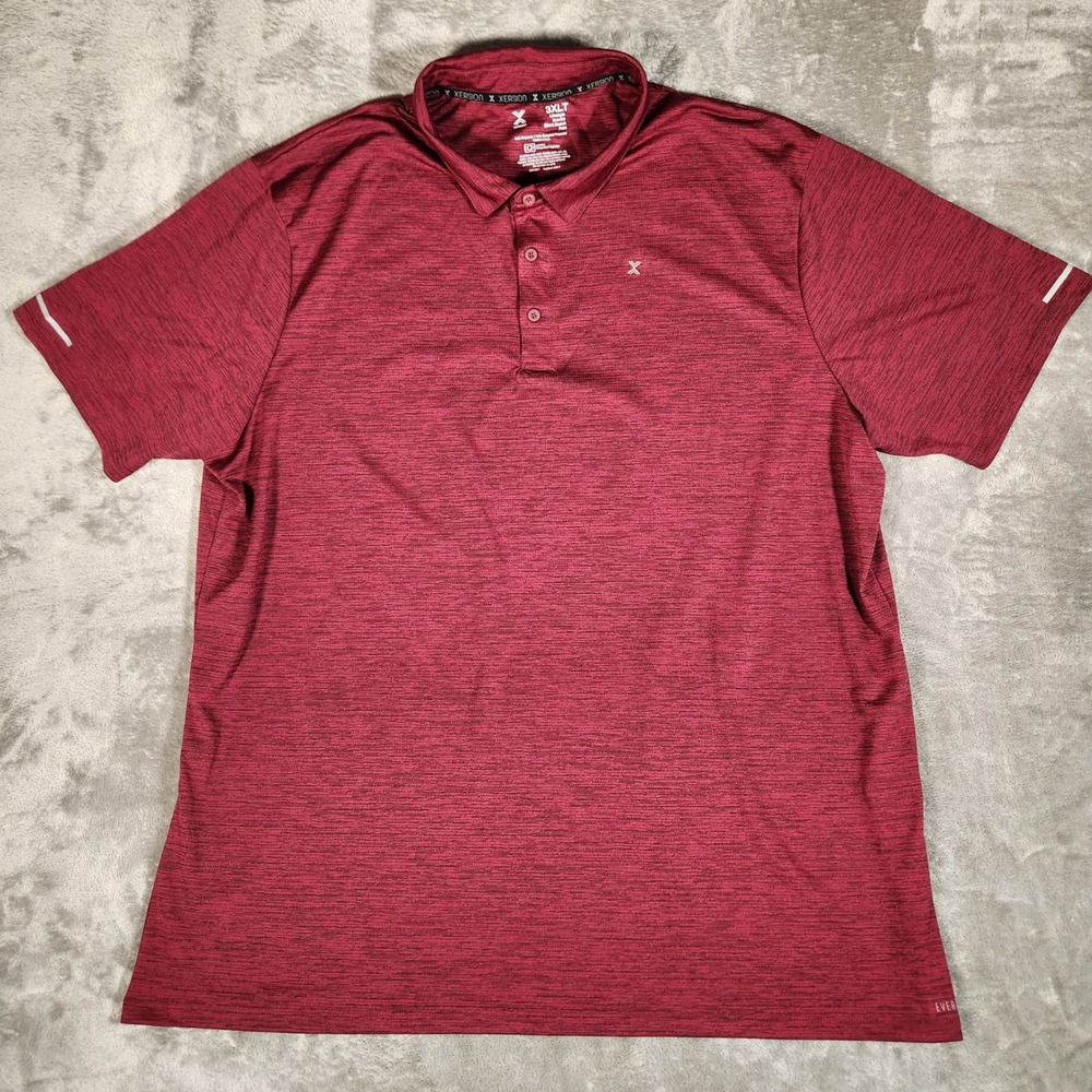 Xersion Polo Shirt Mens 3XLT Maroon Excellent Short Sleeve EverAir Performance